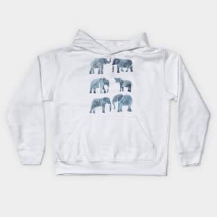 Watercolor Elephants - Gray Kids Hoodie